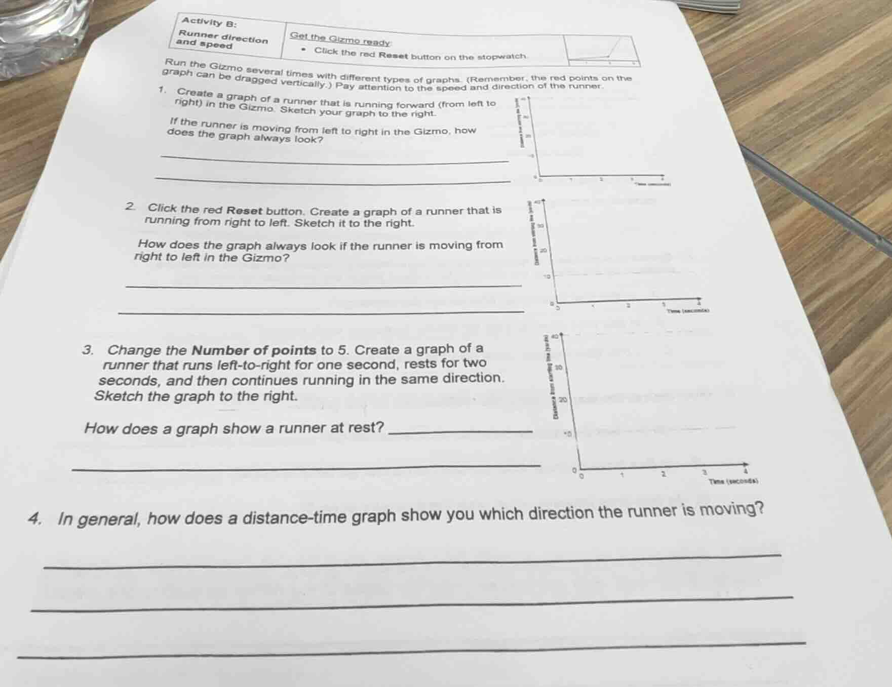 activity b: runner direction and speed get the gizmo ready: - click the…