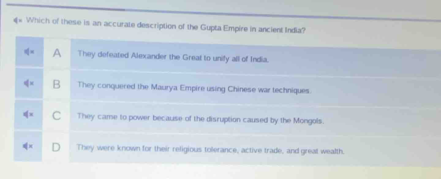 which of these is an accurate description of the gupta empire in ancien…