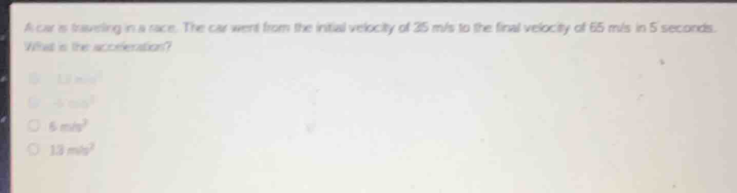 a car is traveling in a race. the car went from the initial velocity of…