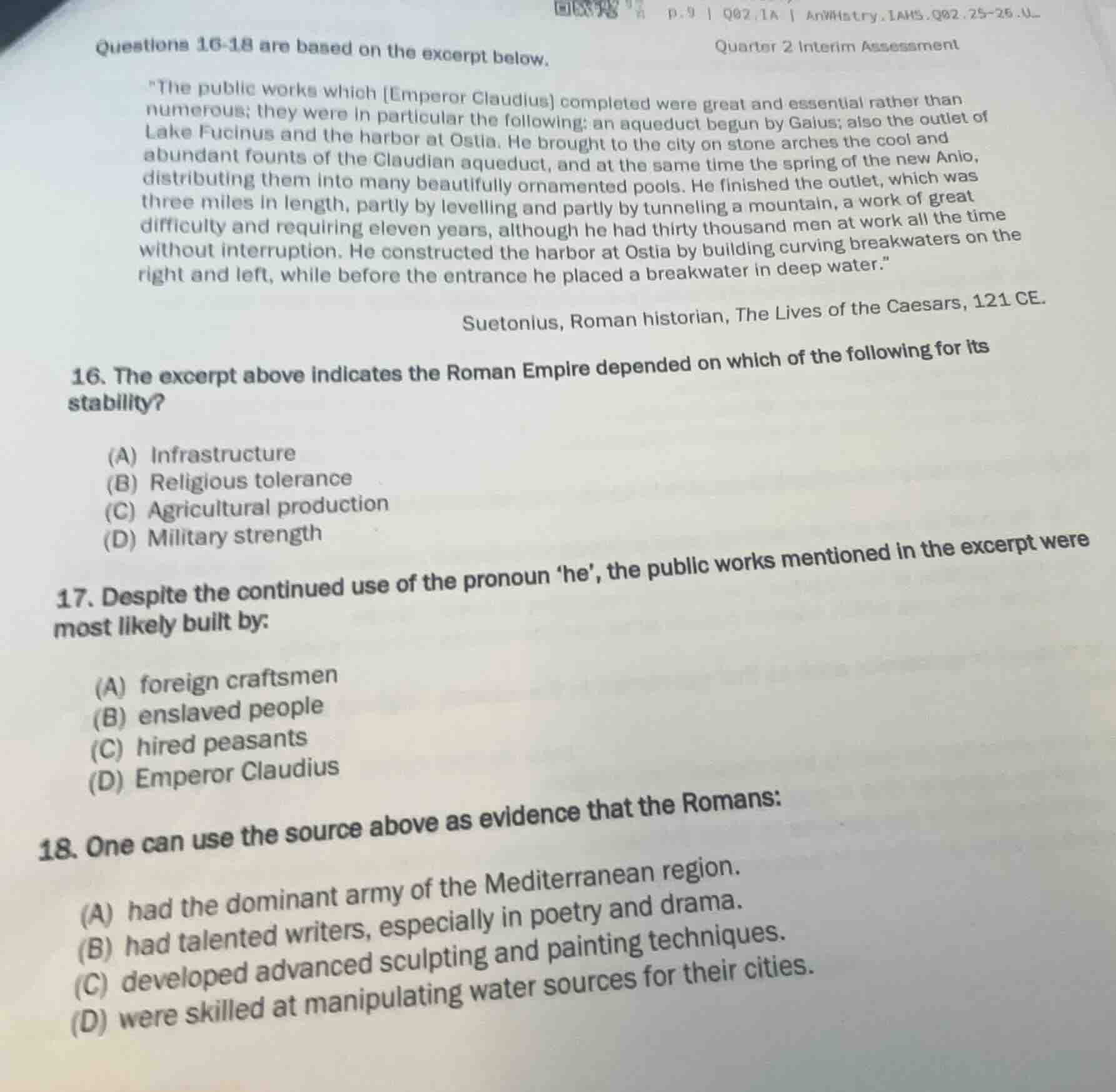 questions 16-18 are based on the excerpt below. \the public works which…