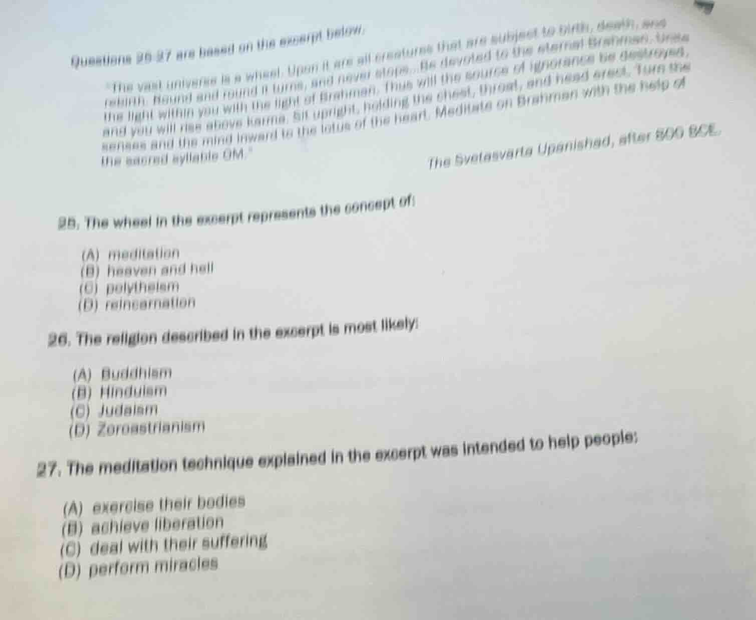 questions 25 - 27 are based on the excerpt below. \the vast universe is…