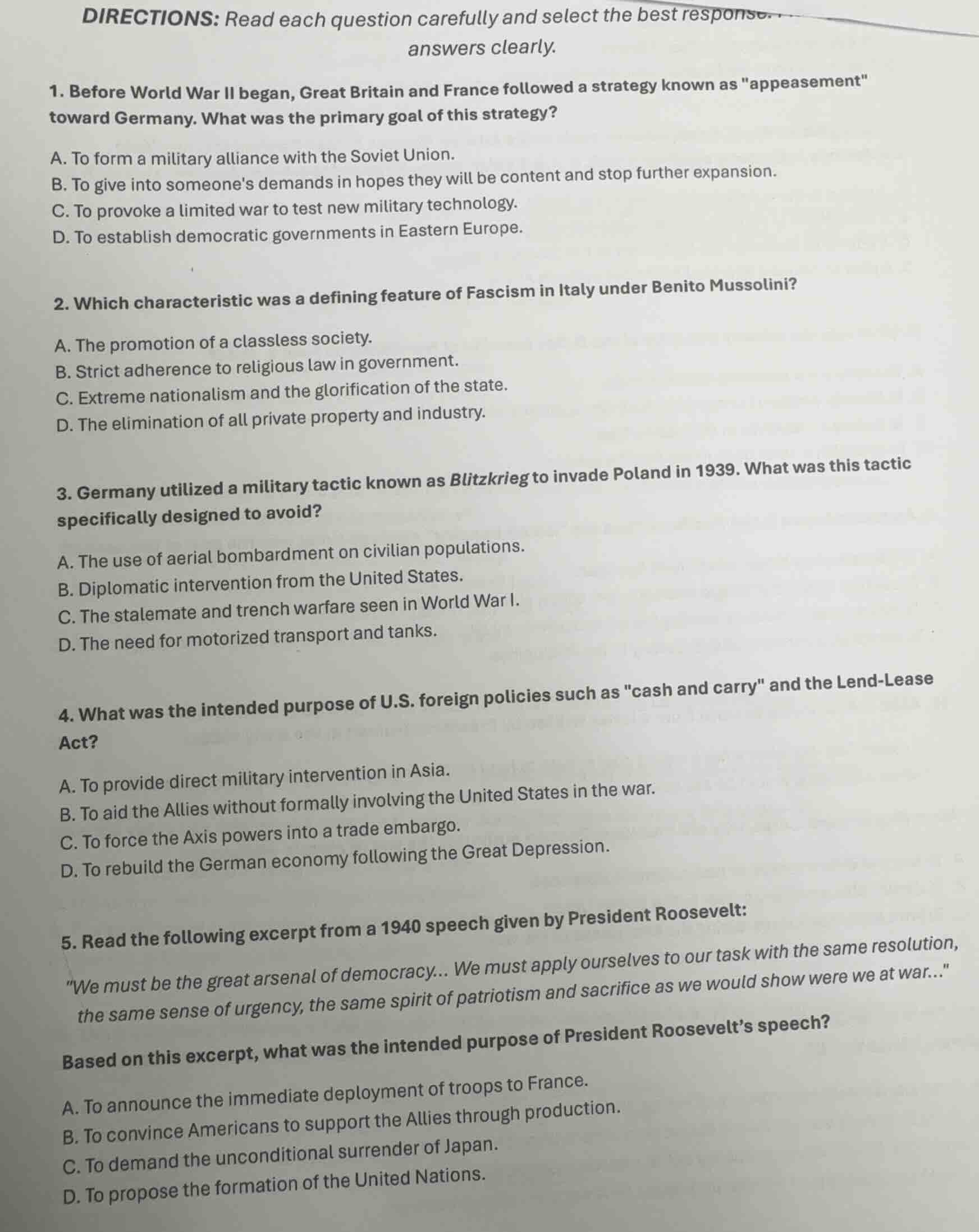 directions: read each question carefully and select the best response. …