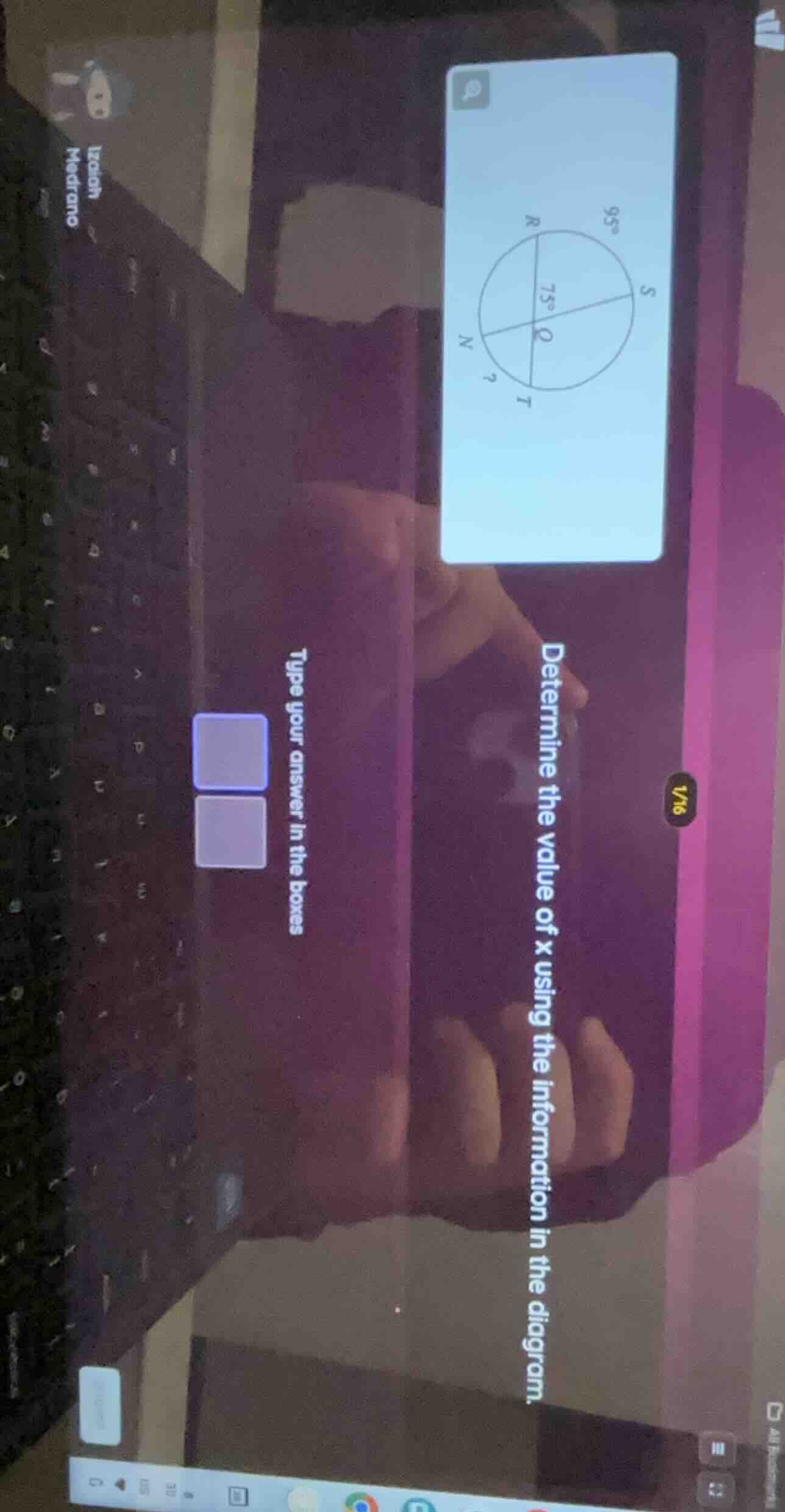 determine the value of x using the information in the diagram. type you…