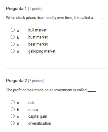 pregunta 1 (1 punto) when stock prices rise steadily over time, it is c…