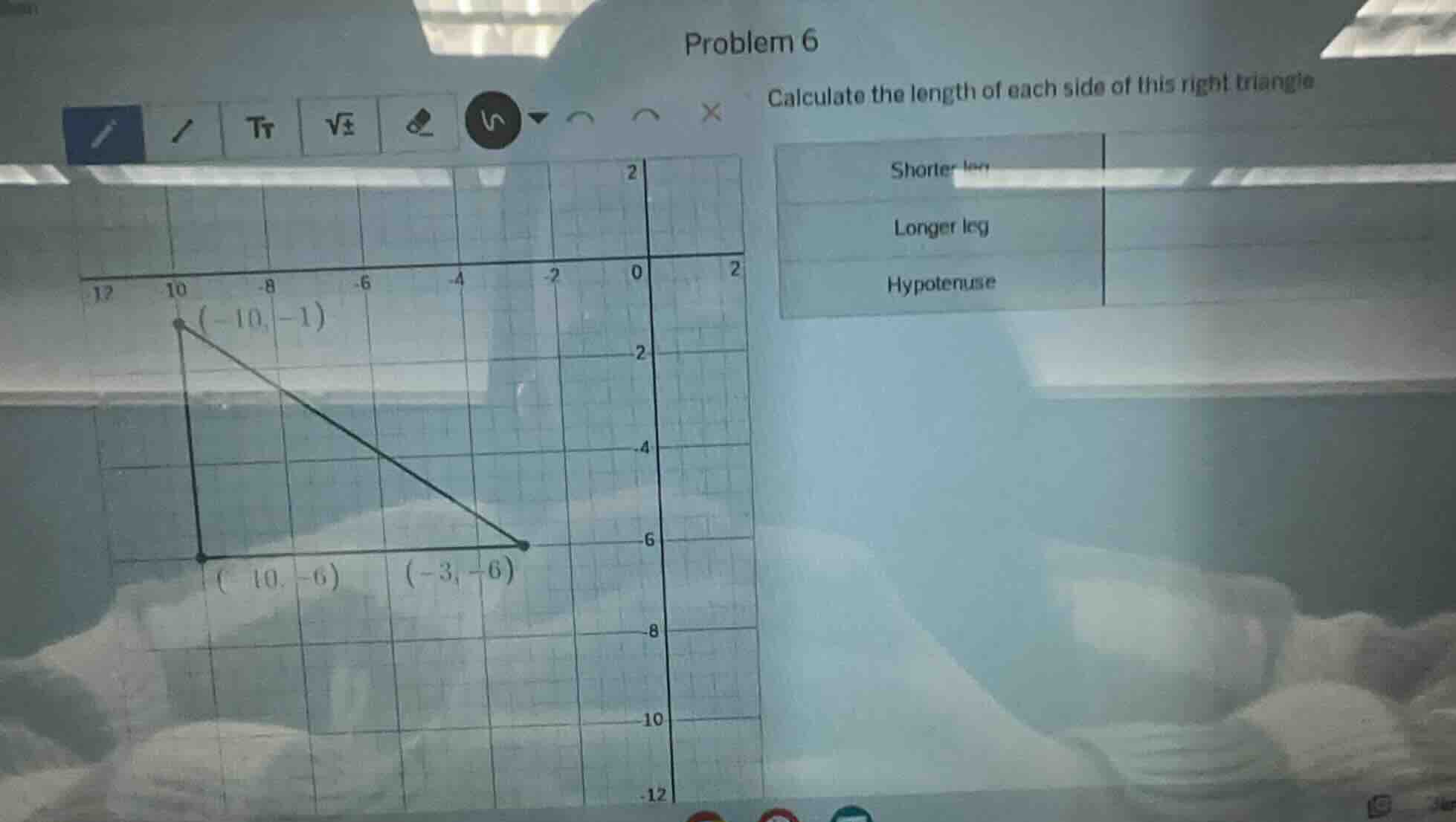 problem 6 calculate the length of each side of this right triangle shor…
