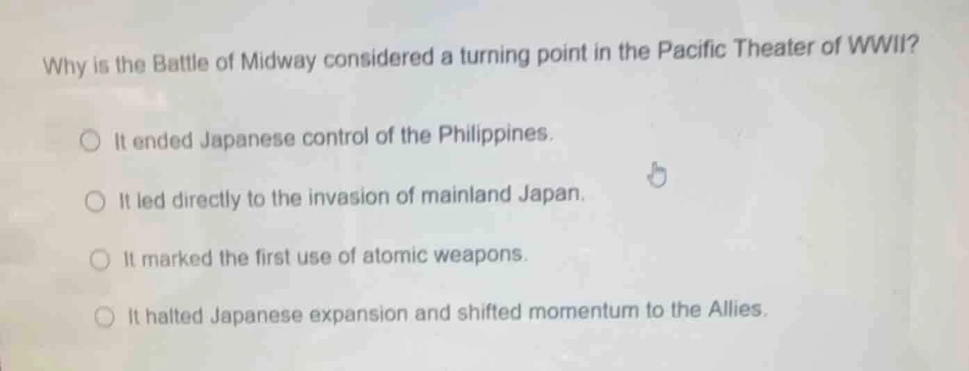 why is the battle of midway considered a turning point in the pacific t…