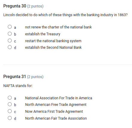 pregunta 30 (2 puntos) lincoln decided to do which of these things with…