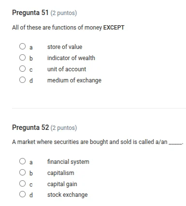 pregunta 51 (2 puntos) all of these are functions of money except a sto…