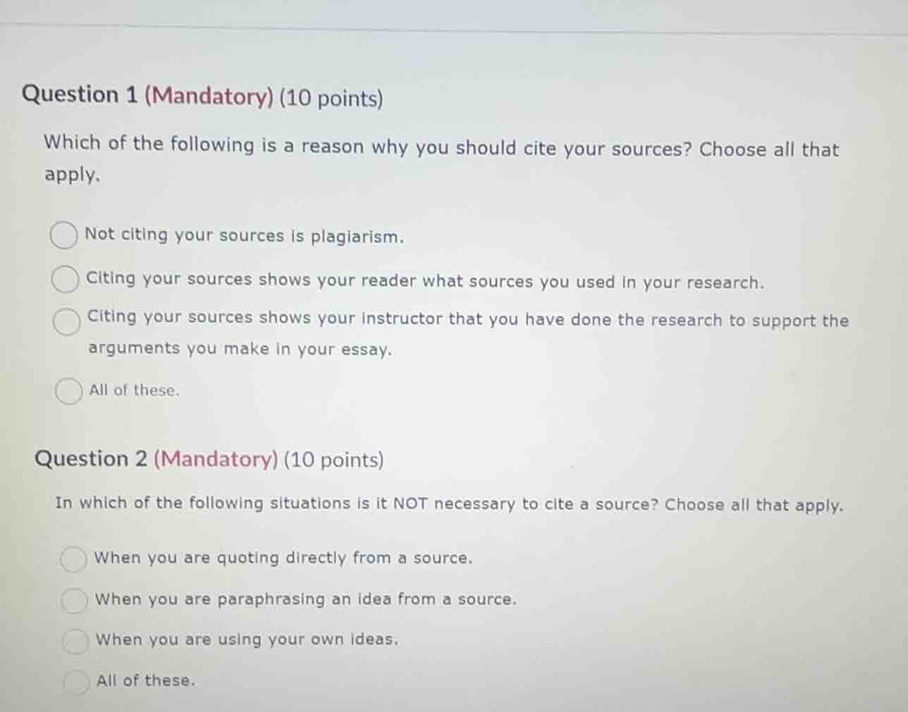 question 1 (mandatory) (10 points) which of the following is a reason w…