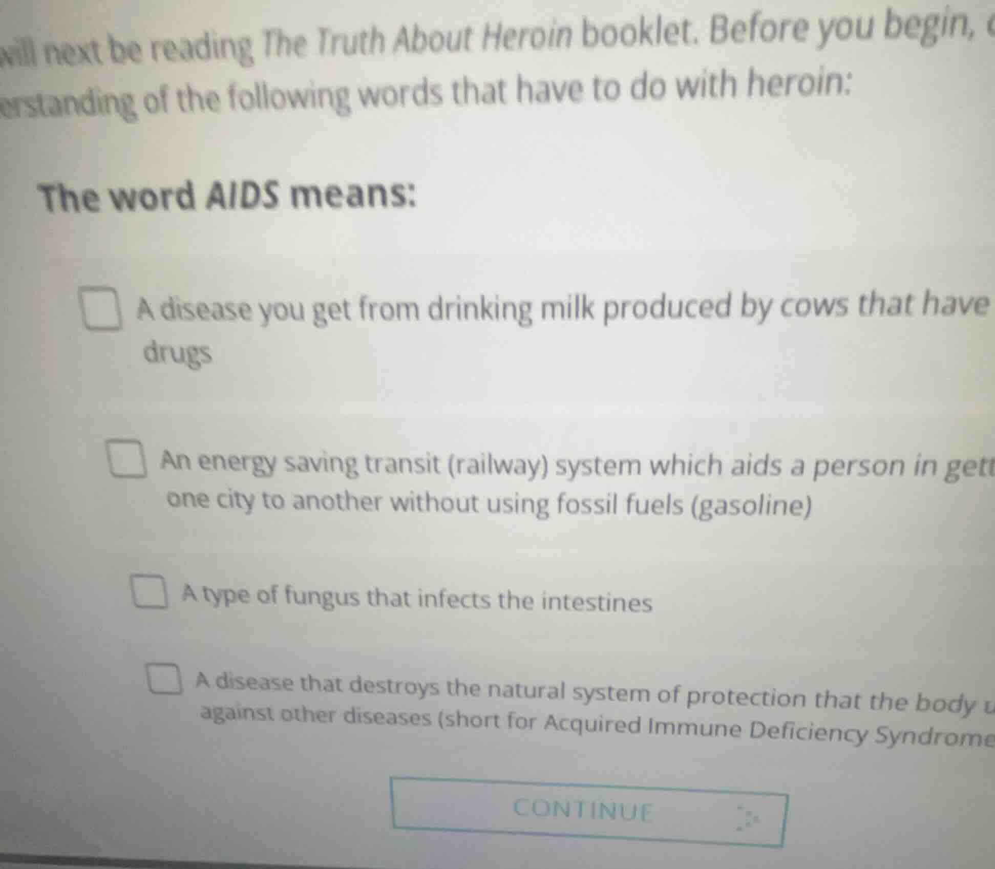 will next be reading the truth about heroin booklet. before you begin, …