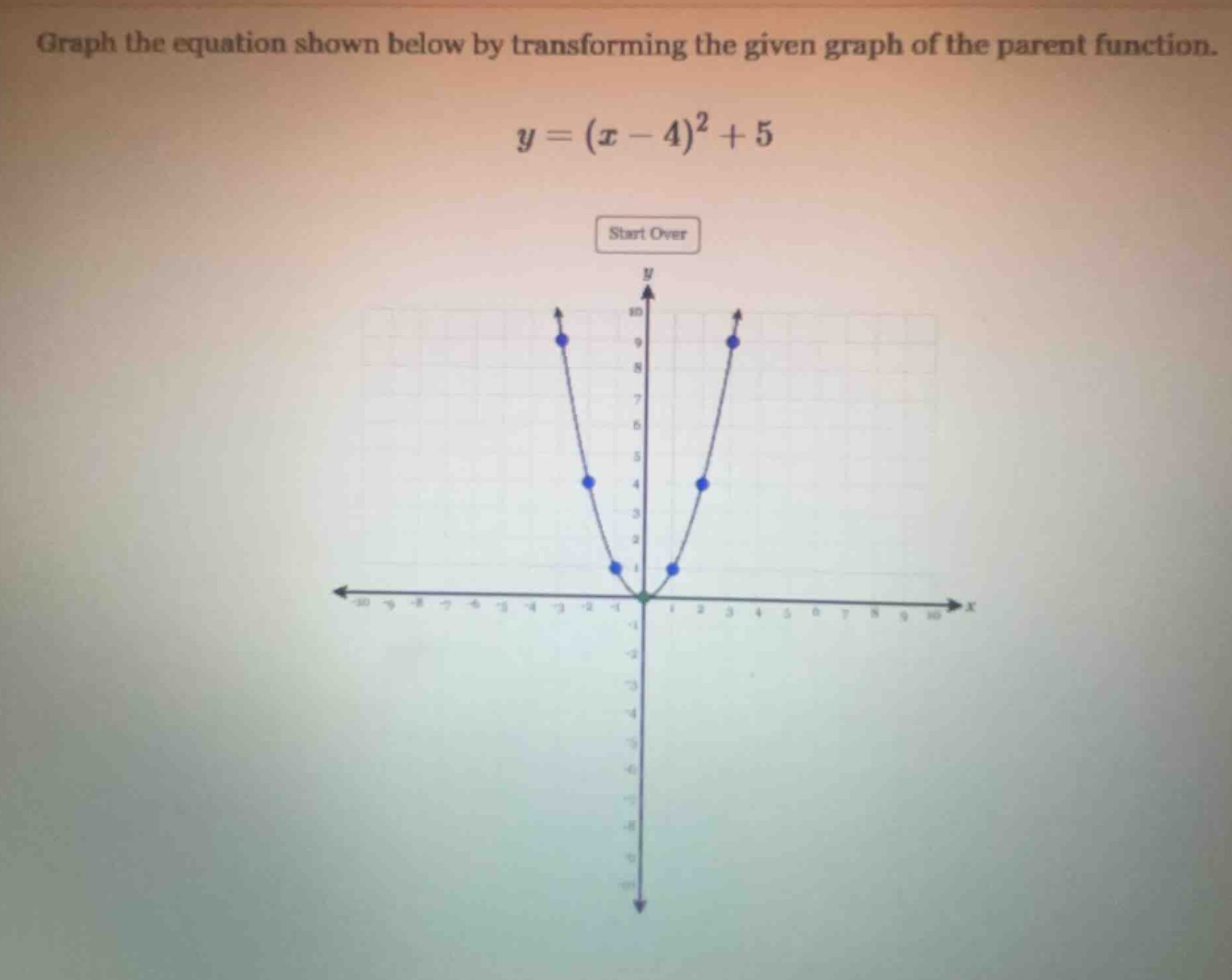 graph the equation shown below by transforming the given graph of the p…