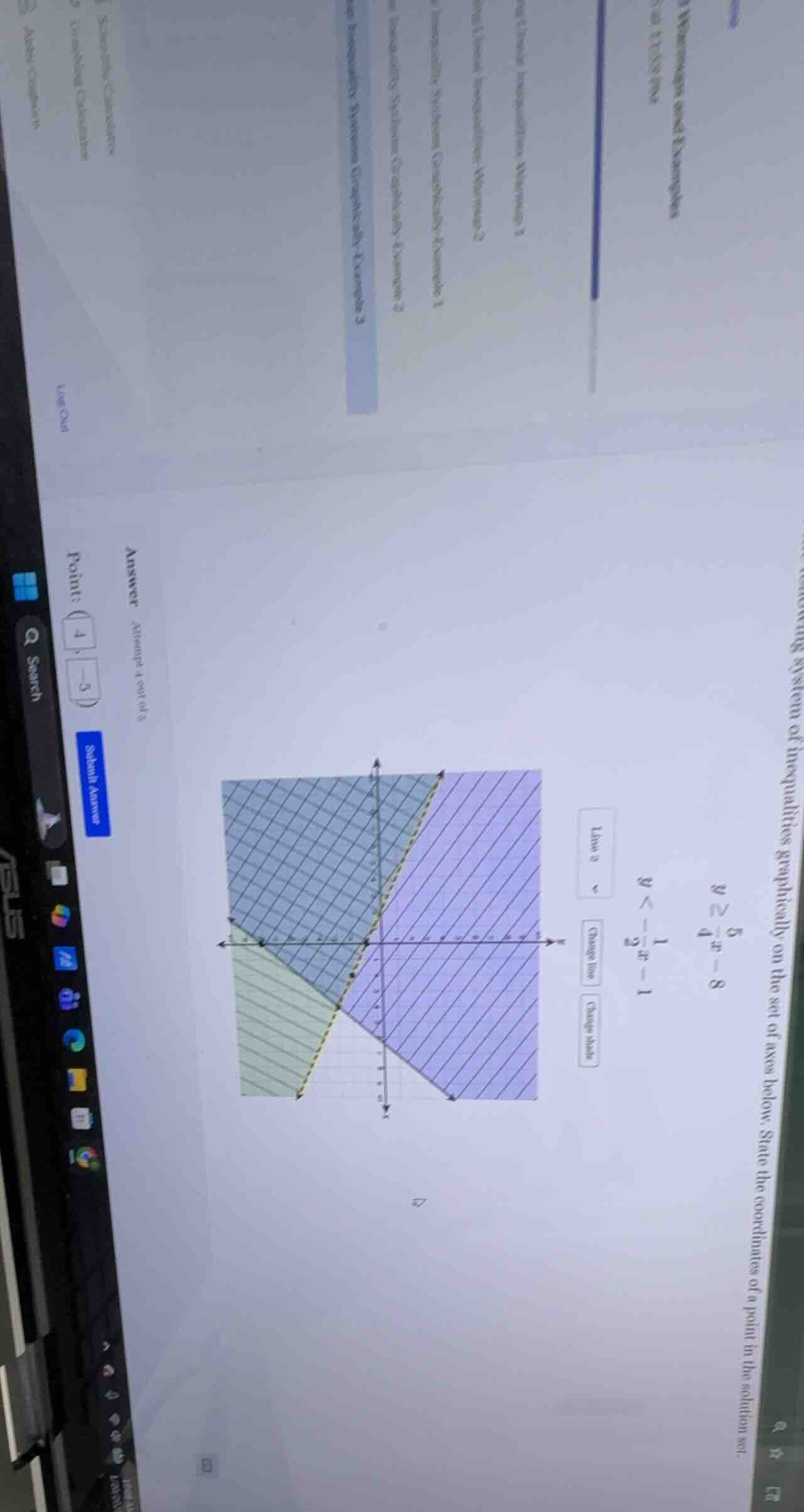 wing system of inequalities graphically on the set of axes below. state…