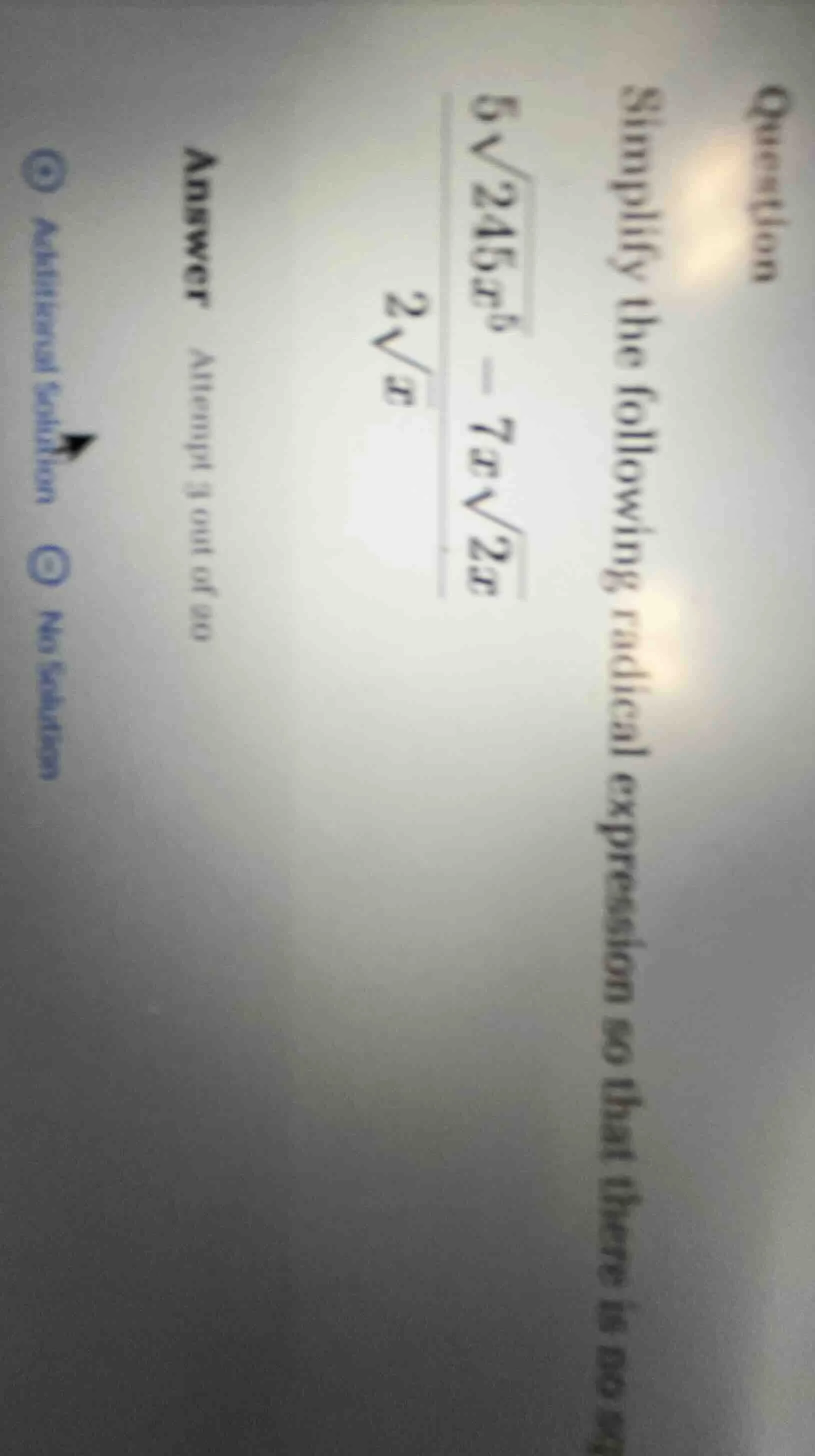 question simplify the following radical expression so that there is no …