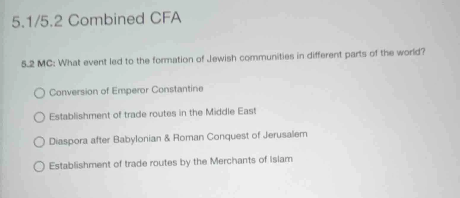 5.1/5.2 combined cfa 5.2 mc: what event led to the formation of jewish …
