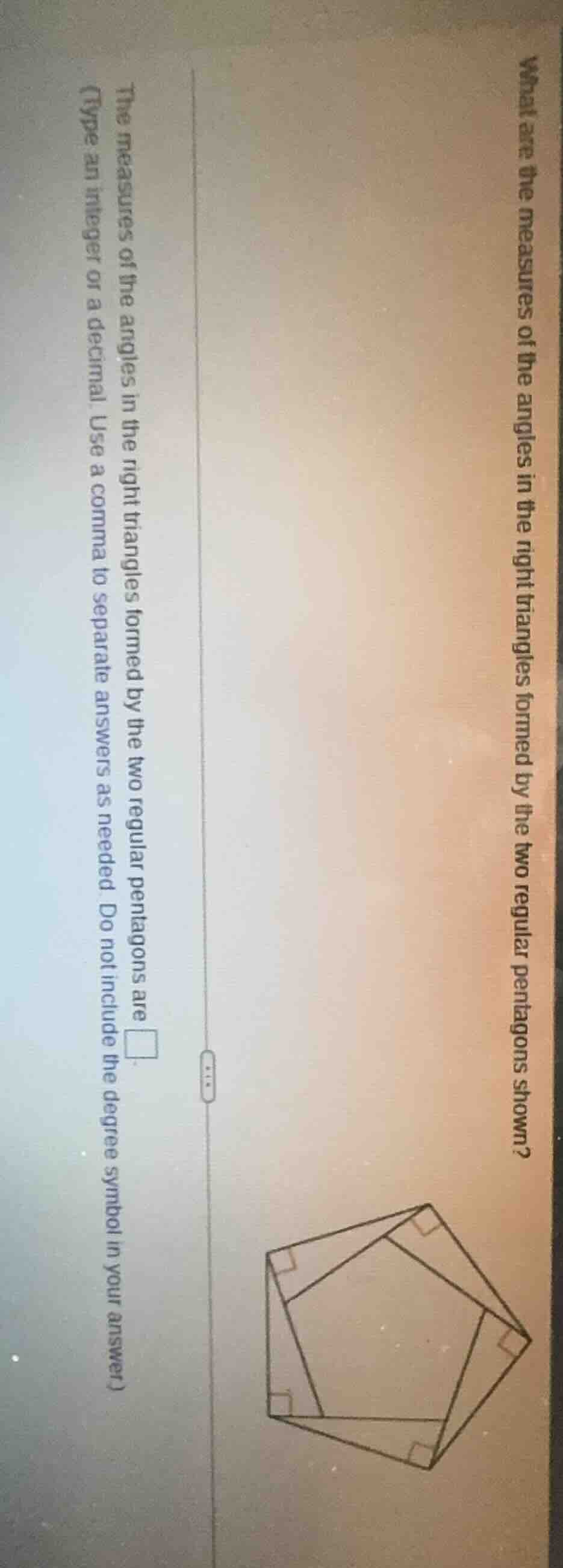 what are the measures of the angles in the right triangles formed by th…