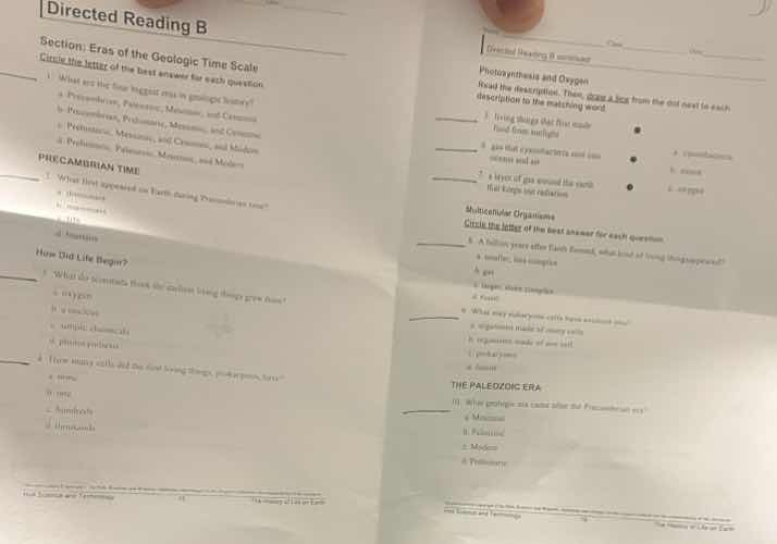 directed reading b section: eras of the geologic time scale circle the …