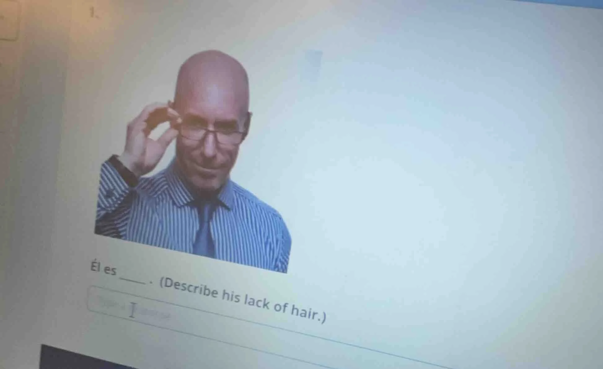 él es ____ . (describe his lack of hair.)