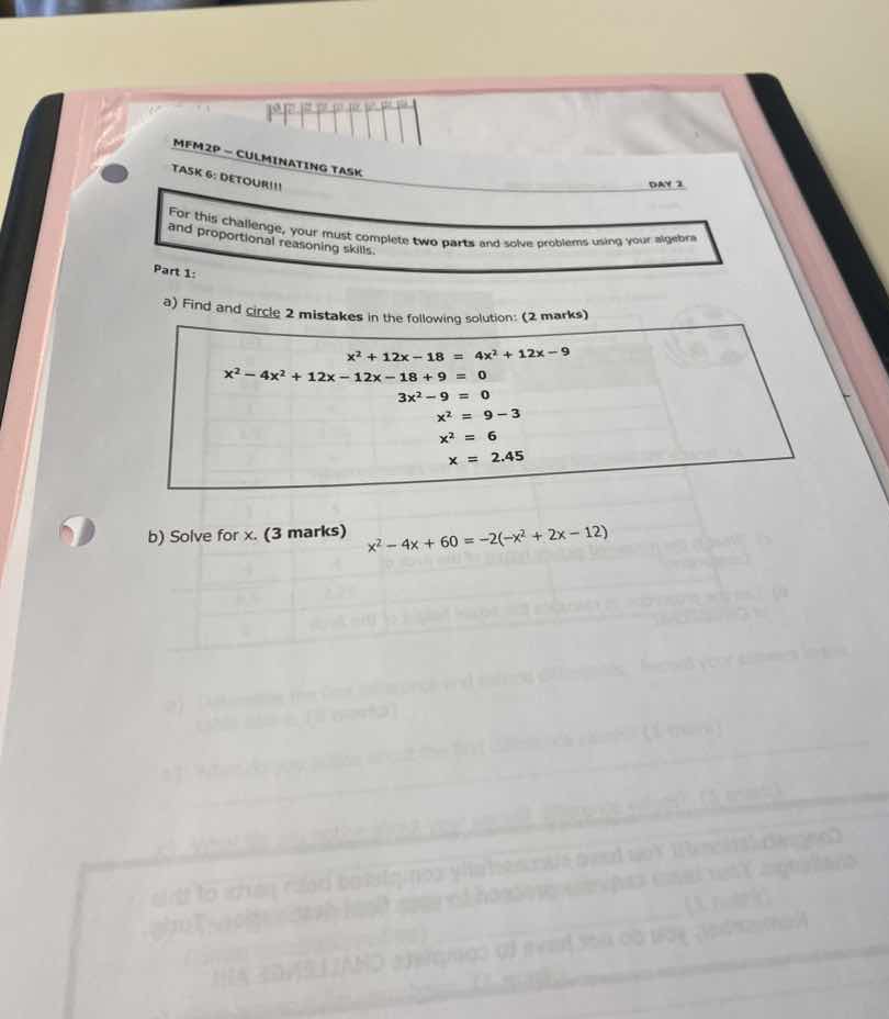 mfm2p - culminating task task 6: detour!!! day 3 for this challenge, yo…