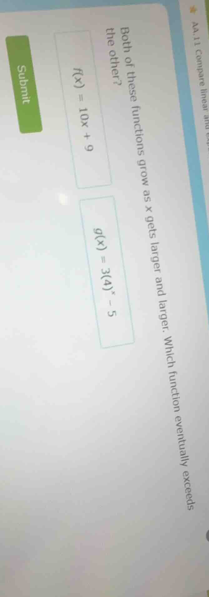 aa.11 compare linear and exp both of these functions grow as x gets lar…
