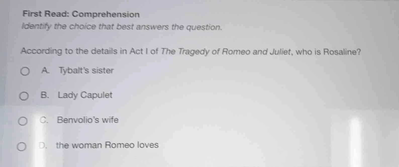 first read: comprehension identify the choice that best answers the que…