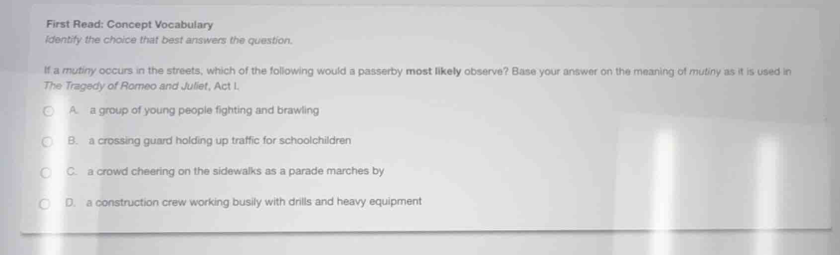 first read: concept vocabulary identify the choice that best answers th…