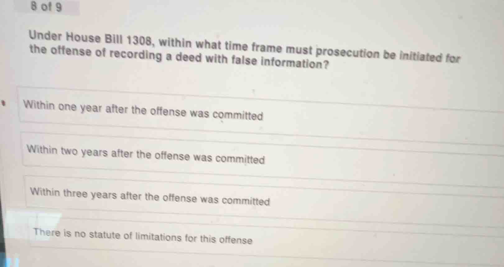 8 of 9 under house bill 1308, within what time frame must prosecution b…