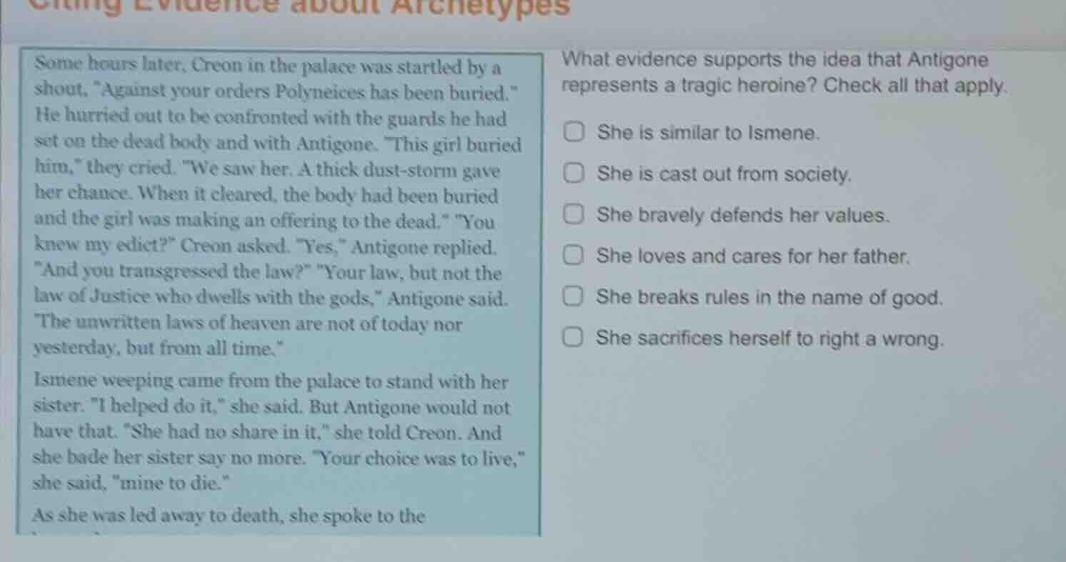 citing evidence about archetypes some hours later, creon in the palace …