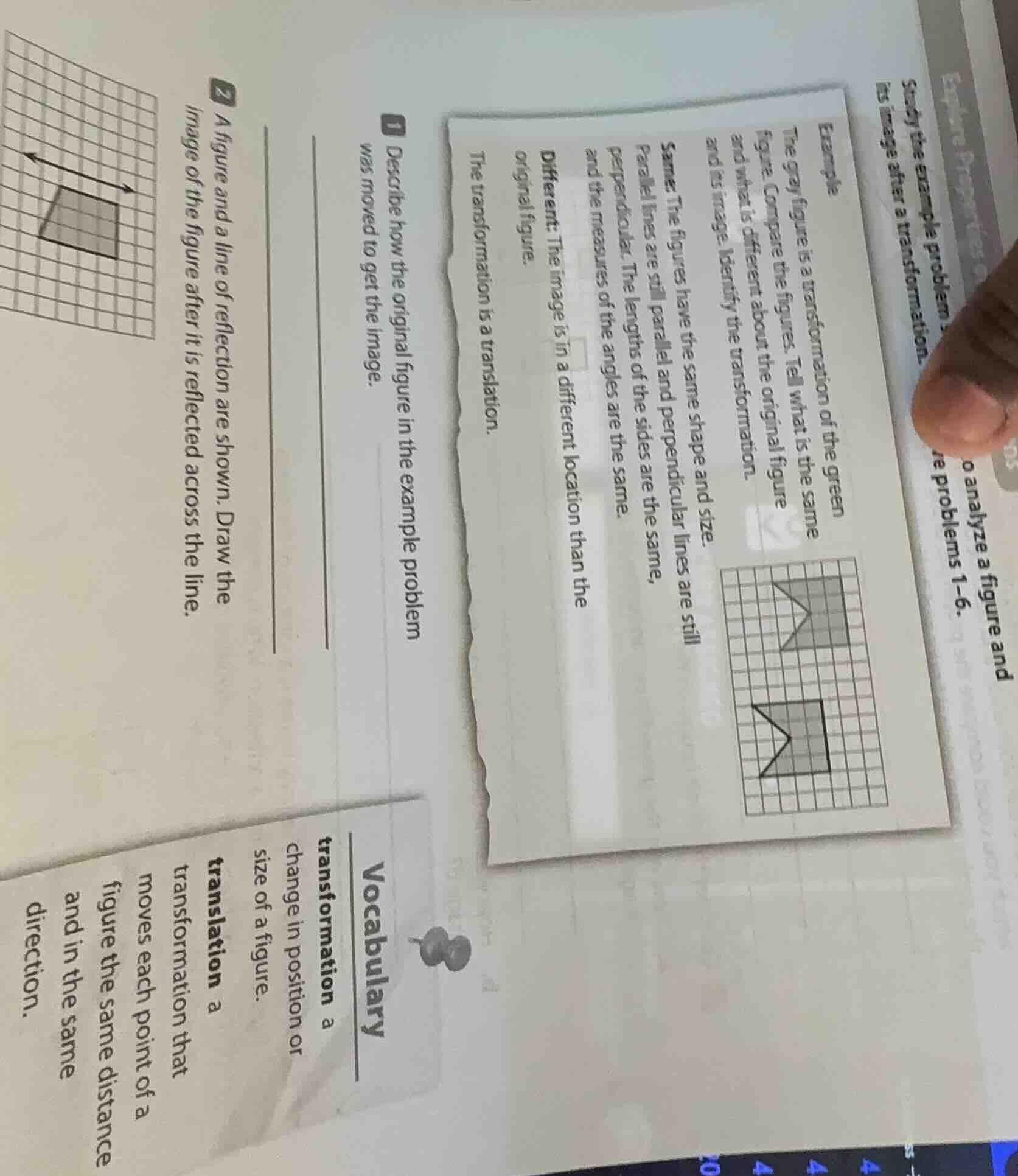 example the gray figure is a transformation of the green figure. compar…