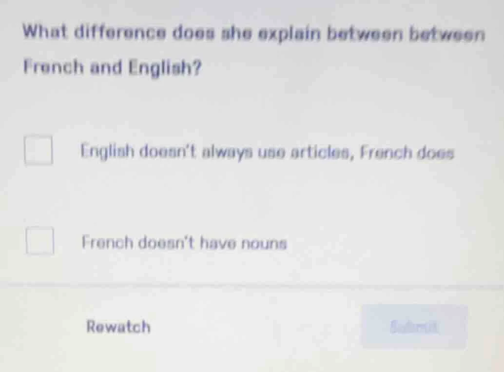 what difference does she explain between between french and english? en…