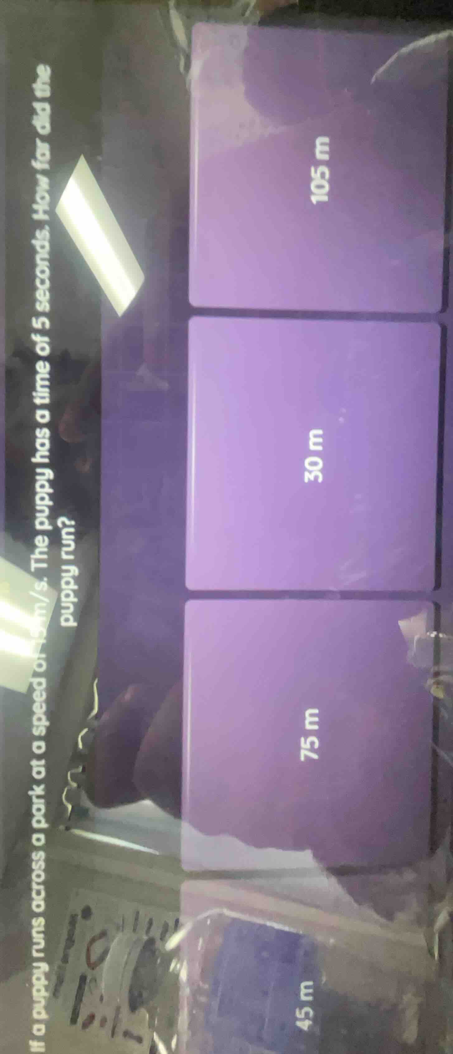 if a puppy runs across a park at a speed of 15 m/s. the puppy has a tim…