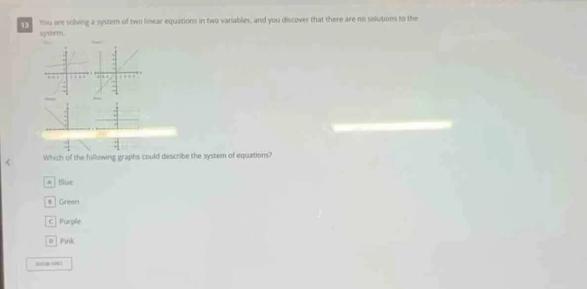 13 you are solving a system of two linear equations in two variables, a…
