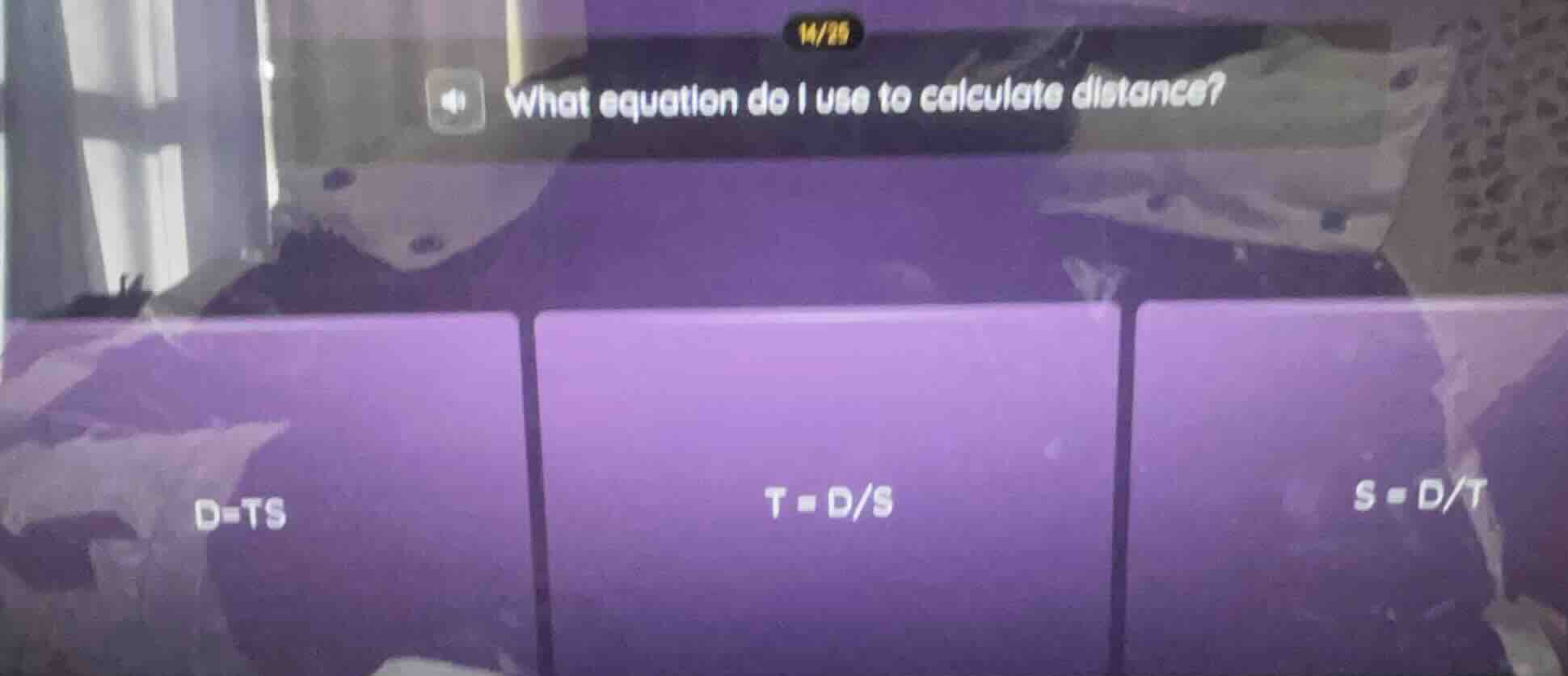 what equation do i use to calculate distance? d=ts t = d/s s = d/t