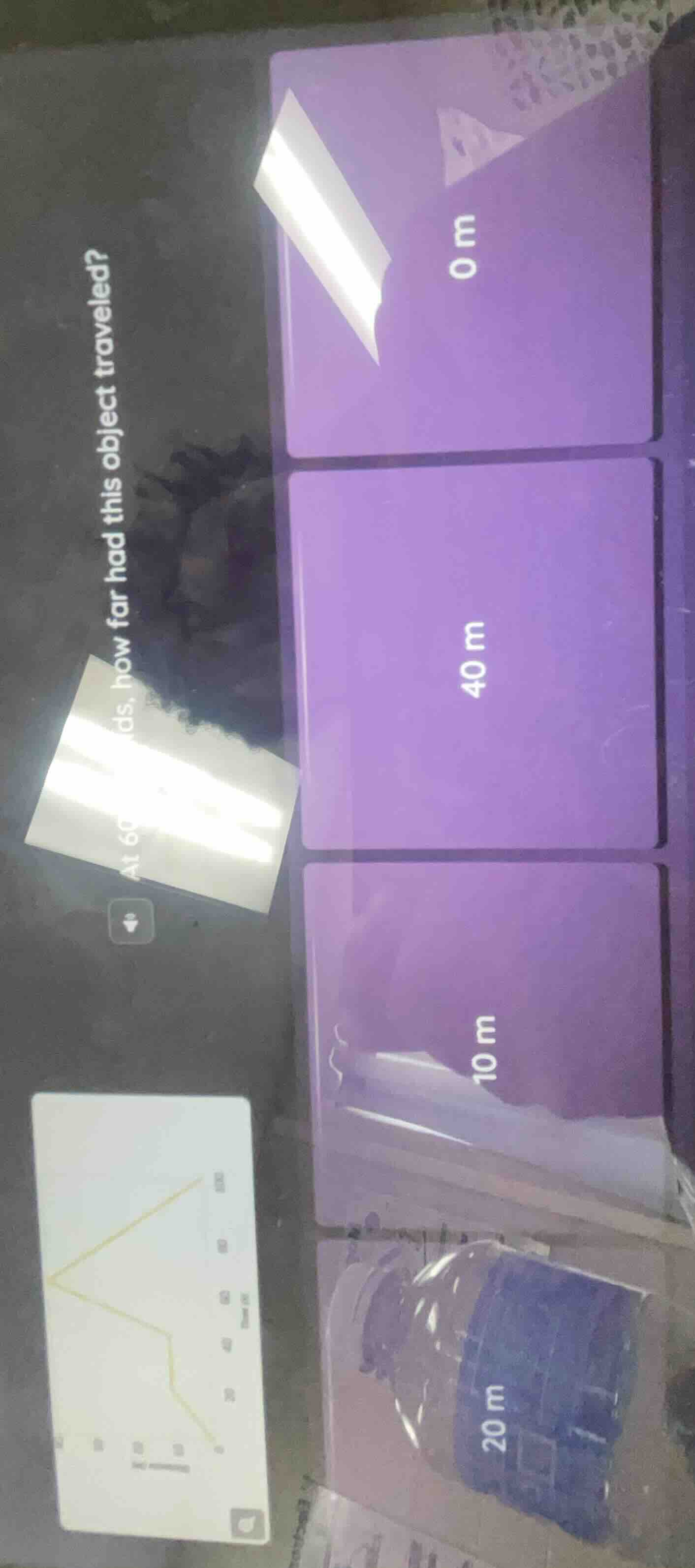 at 60...ds, how far had this object traveled?