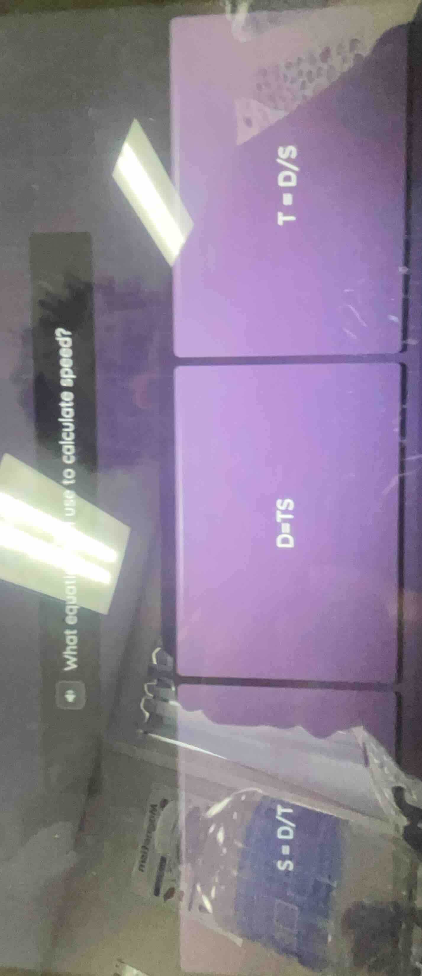 what equation use to calculate speed? d=ts t=d/s s=d/t