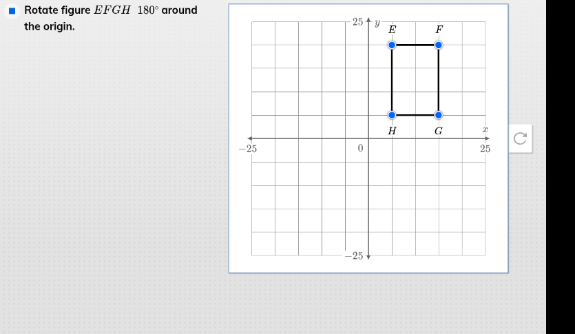rotate figure efgh 180° around the origin.