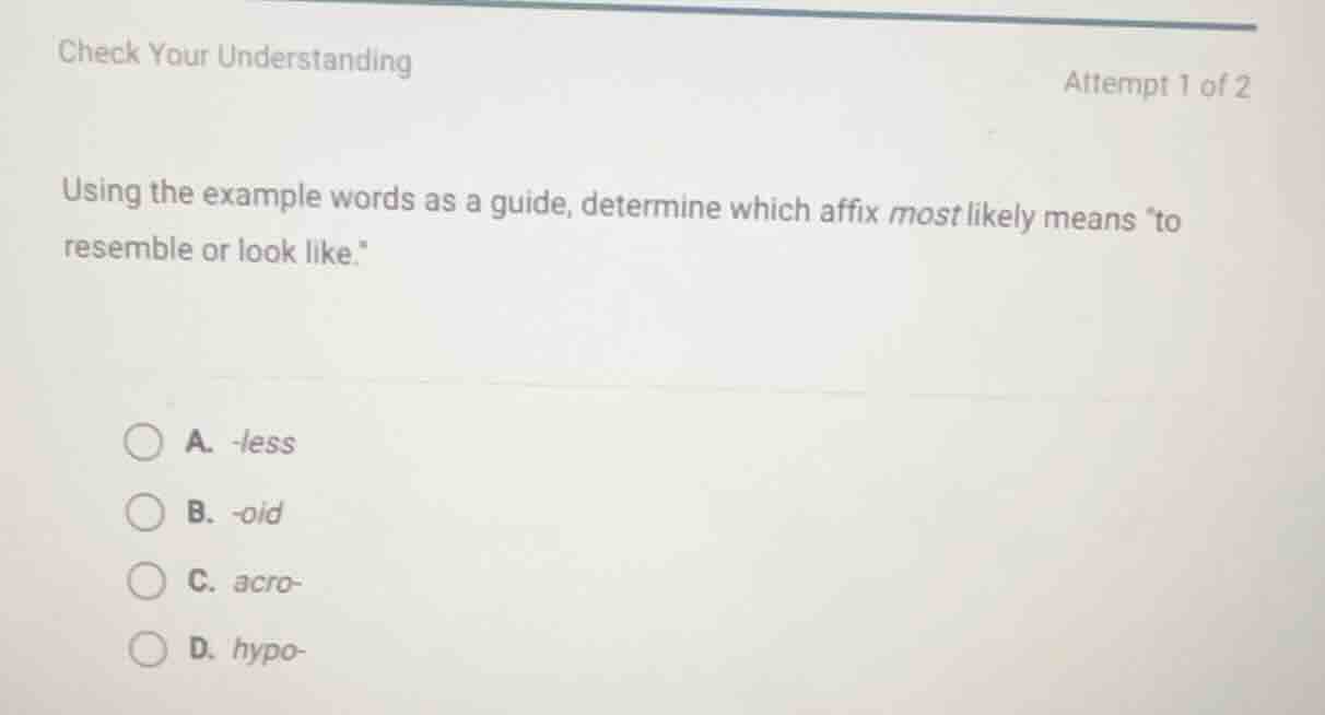 check your understanding attempt 1 of 2 using the example words as a gu…