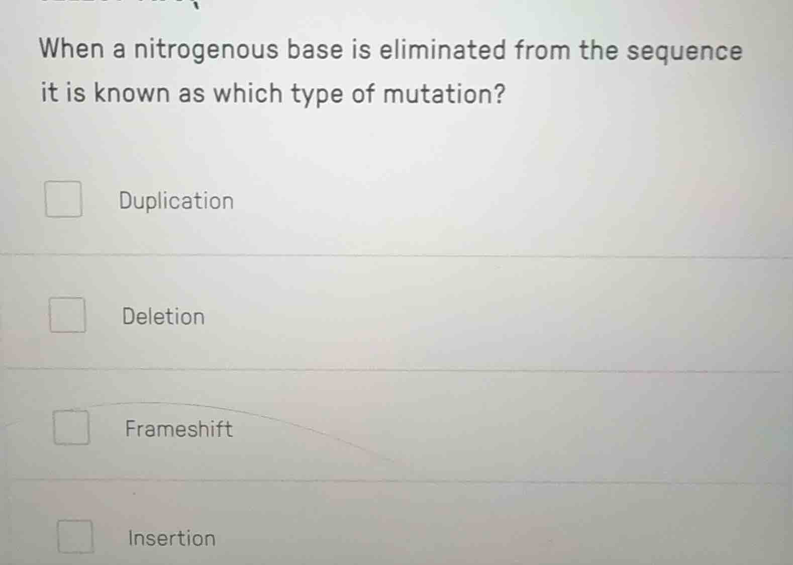 when a nitrogenous base is eliminated from the sequence it is known as …