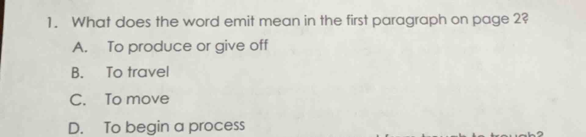 1. what does the word emit mean in the first paragraph on page 2? a. to…
