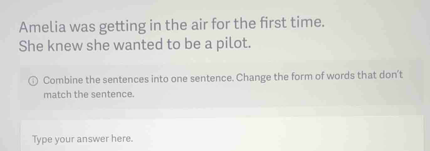amelia was getting in the air for the first time. she knew she wanted t…