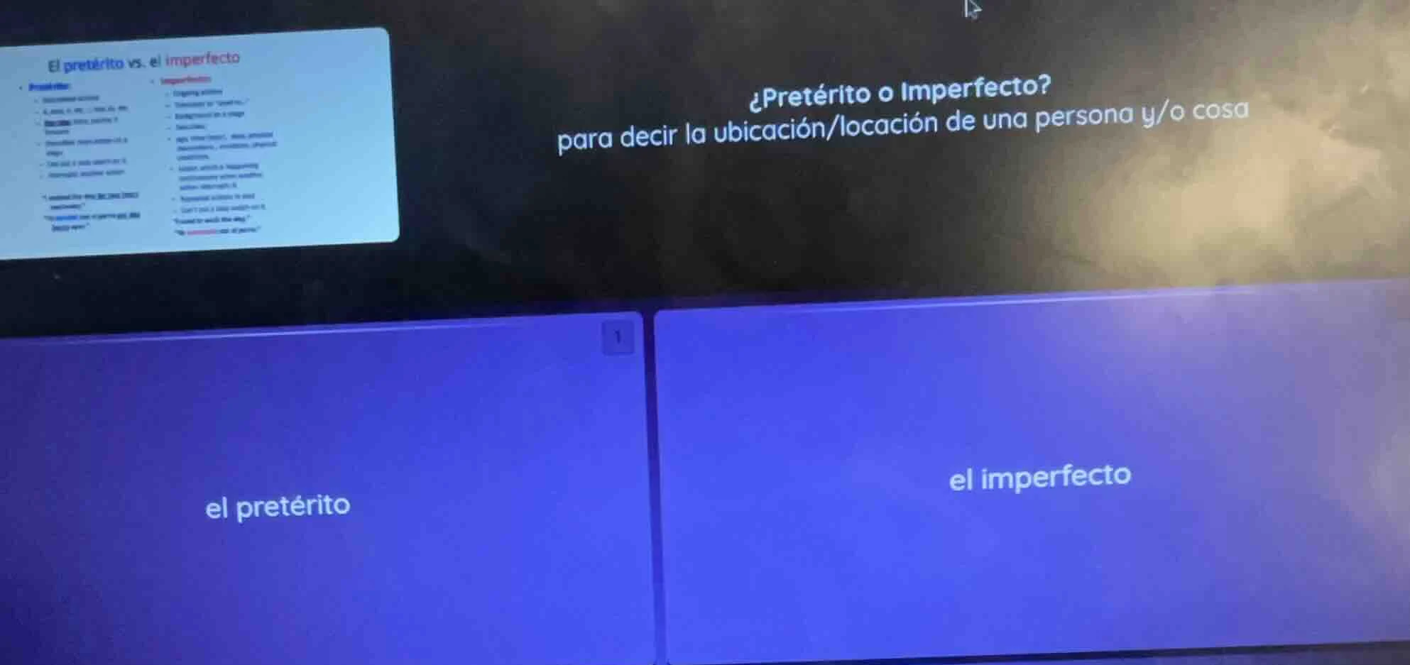 ¿pretérito o imperfecto? para decir la ubicación/locación de una person…