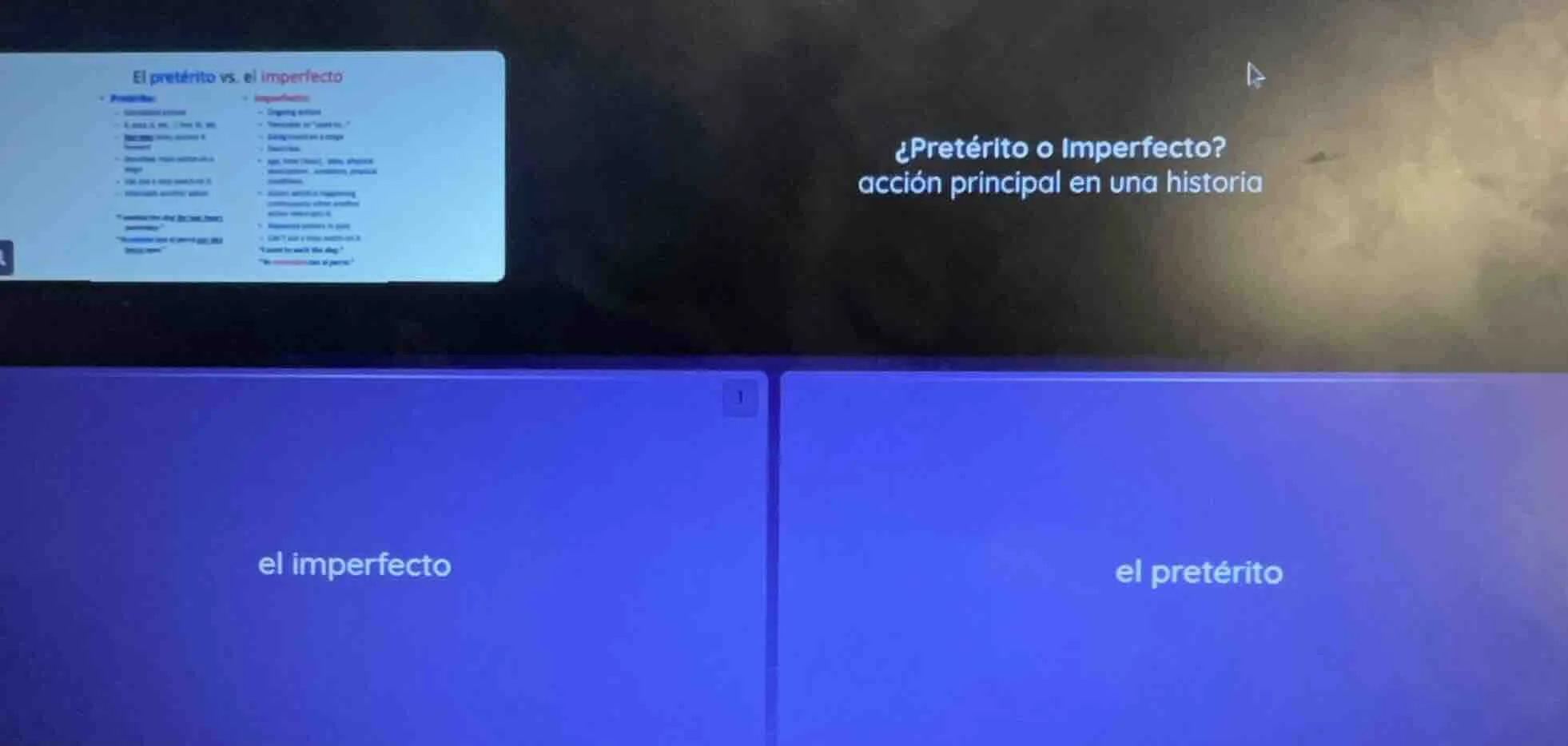 ¿pretérito o imperfecto? acción principal en una historia; el imperfect…
