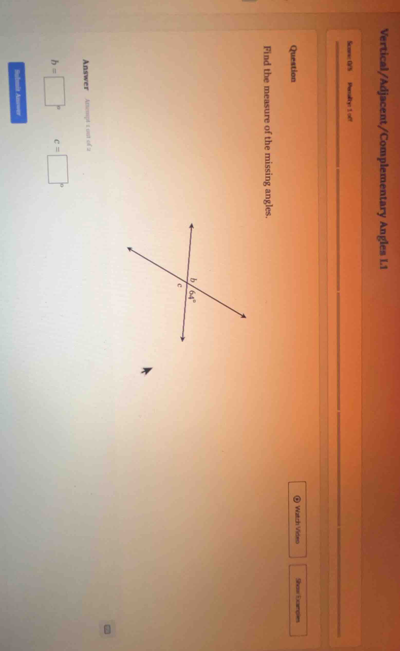 question find the measure of the missing angles. answer attempt 1 out o…