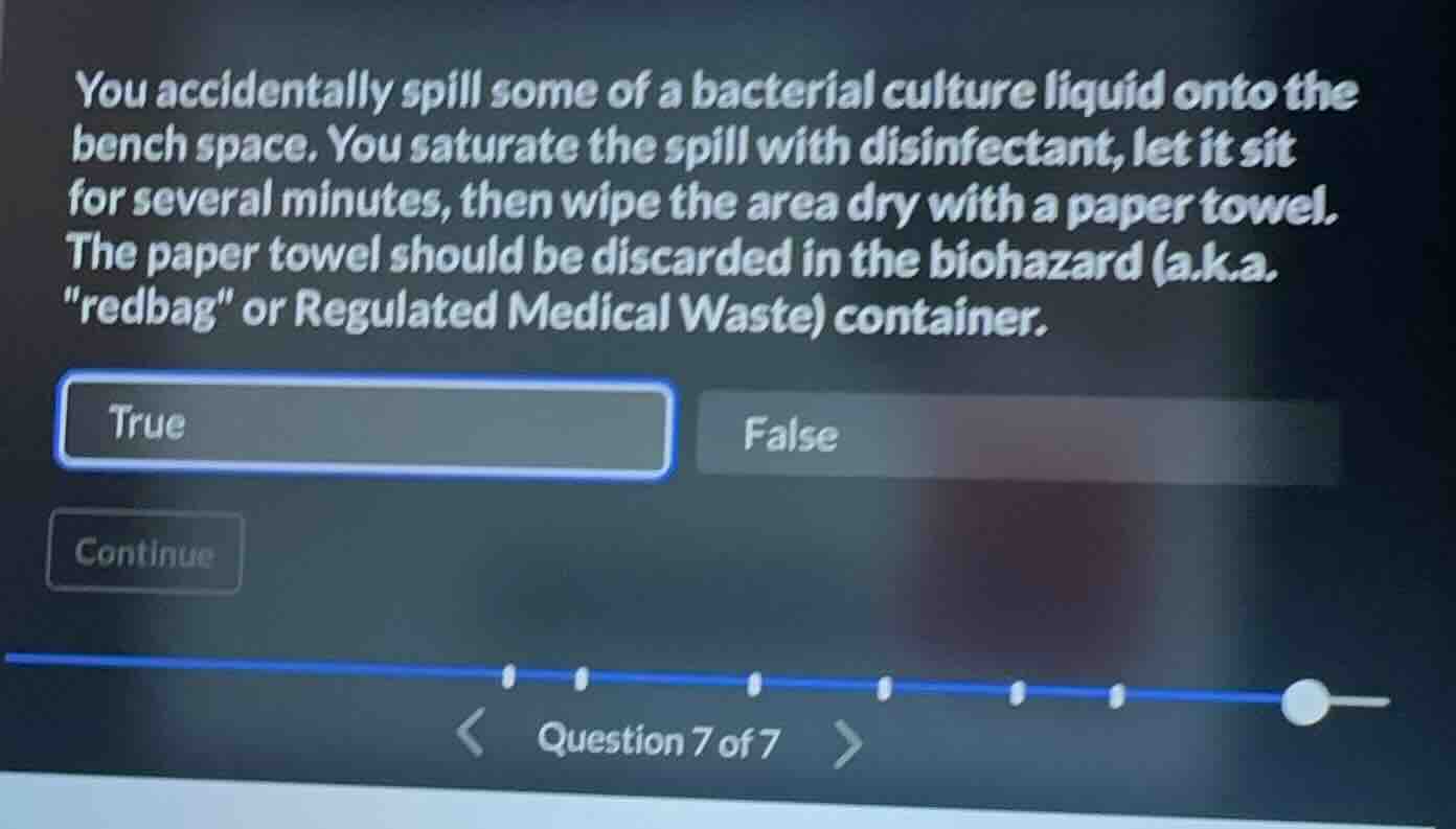 you accidentally spill some of a bacterial culture liquid onto the benc…