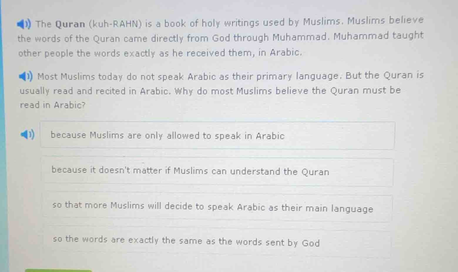 the quran (kuh-rahn) is a book of holy writings used by muslims. muslim…