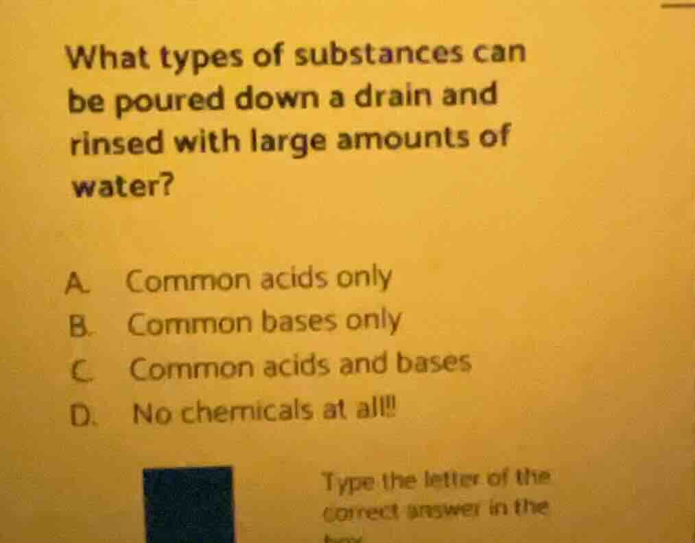 what types of substances can be poured down a drain and rinsed with lar…
