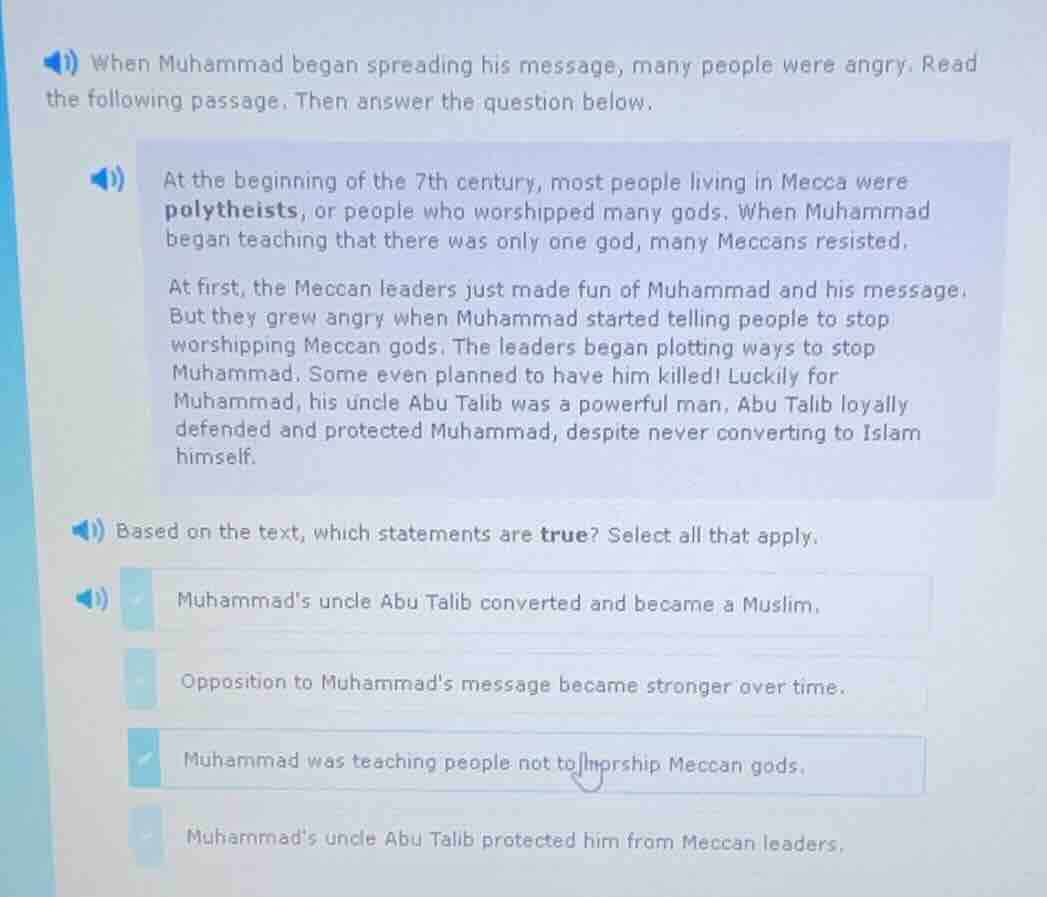 1) when muhammad began spreading his message, many people were angry. r…
