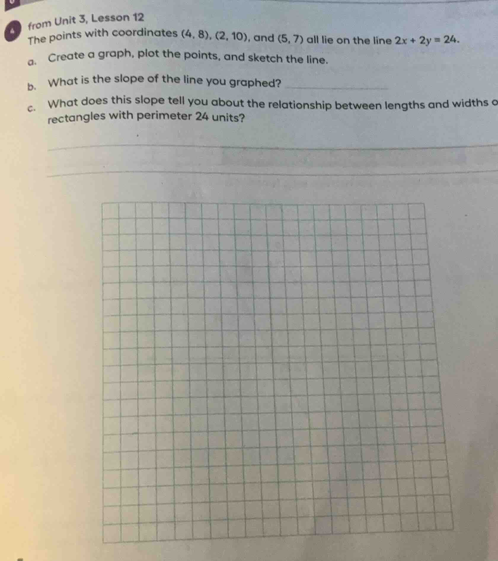 from unit 3, lesson 12 the points with coordinates (4, 8), (2, 10), and…