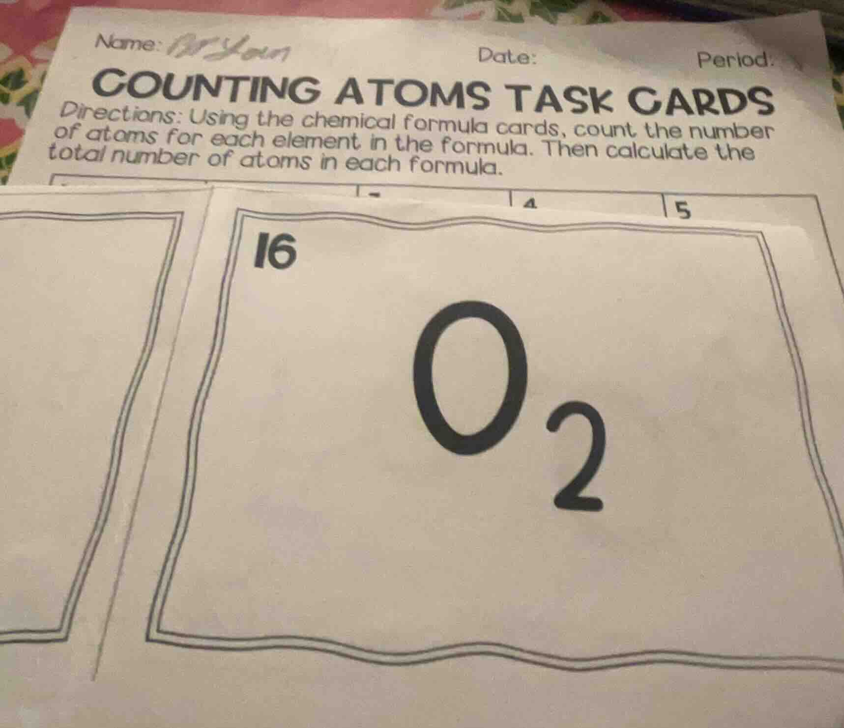 name: date: period: counting atoms task cards directions: using the che…