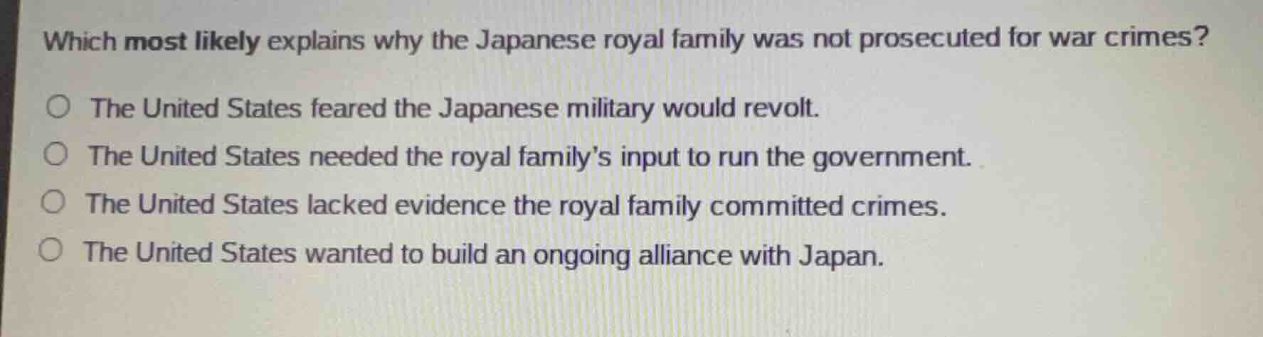 which most likely explains why the japanese royal family was not prosec…