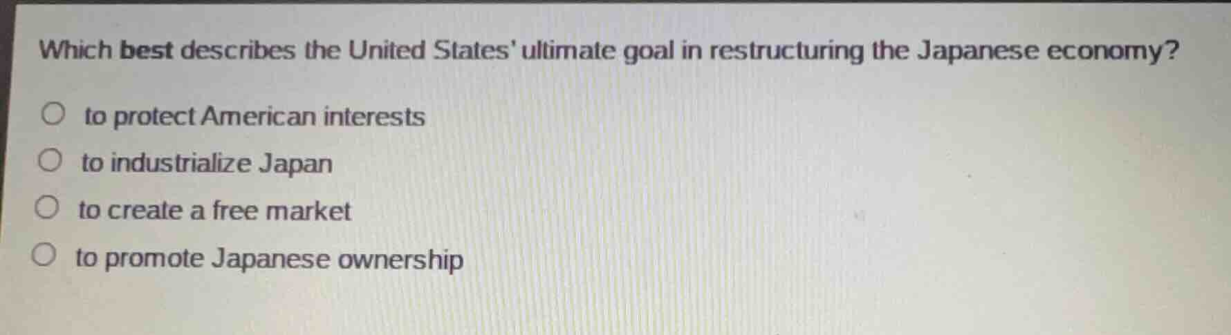 which best describes the united states ultimate goal in restructuring t…